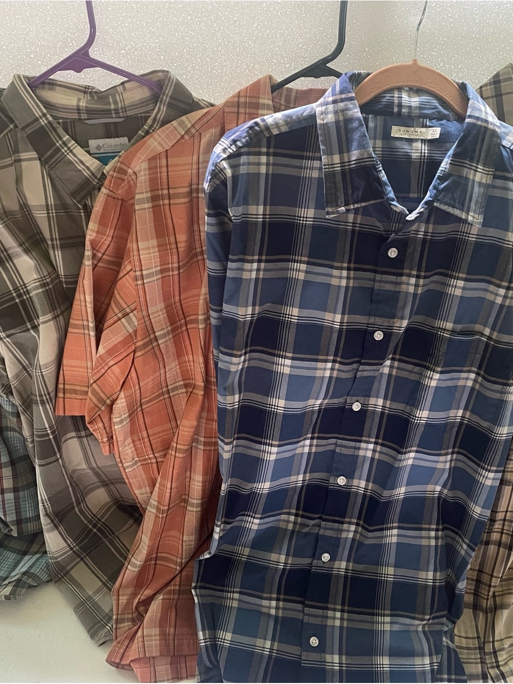 Mens Blue Plaid Button-Down Shirt by - Casual Everyday
